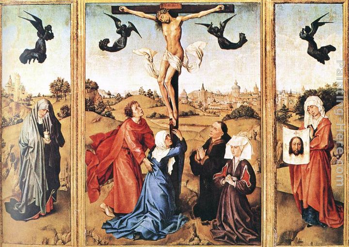 Triptych of Holy Cross painting - Rogier van der Weyden Triptych of Holy Cross art painting
